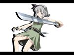  bad_id bad_pixiv_id blue_eyes dual_wielding holding katana konpaku_youmu mochi.f silver_hair solo sword touhou weapon 