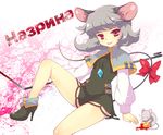  animal_ears bad_id bad_pixiv_id blood cheese cyrillic food grey_hair high_heels highres jewelry mouse mouse_ears mouse_tail nazrin necklace red_eyes russian shoes sokomushi solo tail touhou 