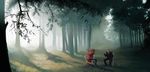  bela_bartok chair cigar cup dog earphones forest formal highres light male_focus mayumio multiple_boys nature scenery sitting suit tree 