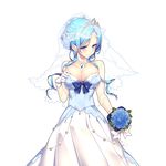  adjusting_clothes blue_hair bouquet breasts cleavage flower giuniu gloves hair_over_shoulder holding jewelry large_breasts long_hair necklace official_art original smile solo tiara transparent_background uchi_no_hime-sama_ga_ichiban_kawaii veil vivienne_(uchi_no_hime-sama_ga_ichiban_kawaii) white_gloves 