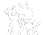  aardvark anthro arthur_(series) arthur_reed clothed clothing eyes_covered eyewear female glasses kissing lagomorph male male/female mammal molly_collins rabbit surprise swimsuit young 