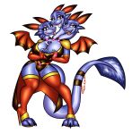 2025 3_heads after_transformation alpha_channel anthro big_breasts blue_body breasts clothing demon digital_media_(artwork) dragon female footwear gesture heart_gesture hi_res high_heels jewelry legwear leotard looking_at_viewer membrane_(anatomy) membranous_wings michael345 multi_head mythological_creature mythological_scalie mythology pendant scalie shoes simple_background smile solo standing stockings tail transparent_background wings