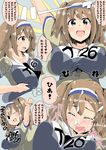  1girl blush_stickers breasts cum cum_on_body cum_on_hair cum_on_upper_body facial hetero i-26_(kantai_collection) kantai_collection large_breasts paizuri penis seigo_(seigou) swimsuit translation_request 