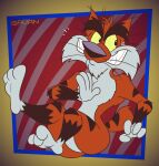 2025 3_toes 4_fingers abstract_background adventures_from_the_book_of_virtues alternate_version_at_paywall anthro arched_back arched_soles arm_tuft back_tuft belly big_butt biped black_eyebrows black_nose black_stripes bobcat butt butt_from_the_front casual_nudity cheek_tuft chest_tuft chin_tuft clenched_teeth colored curling_toes curvy_figure digital_drawing_(artwork) digital_media_(artwork) elbow_tuft eyebrows facial_tuft fangs feet felid feline fingers flat_colors foot_focus fur gavanzude glance gloves_(marking) grin grinning_at_viewer head_tuft hi_res humanoid_feet humanoid_heel knee_tuft leg_markings leg_tuft lines_drawn lynx male mammal markings nude open_mouth open_smile orange_body orange_fur pbs pinup plantigrade pose raised_leg scut_tail sharp_teeth short_tail shoulder_tuft signature sitting slightly_chubby slightly_chubby_anthro slightly_chubby_male small_tail small_waist smile smiling_at_viewer smirk smirking_at_viewer smug smug_expression smug_face smug_grin socks_(marking) socrates_the_bobcat soles solo striped_body striped_fur striped_markings striped_tail stripes tail tail_markings teeth thick_eyebrows toes toothy_grin tuft wasp_waist whiskers white_belly white_body white_feet white_fur white_hands wide_hips yellow_sclera