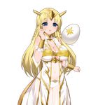  blonde_hair blue_eyes bracer braid breasts character_request egg kusaka_souji large_breasts long_hair navel official_art solo transparent_background uchi_no_hime-sama_ga_ichiban_kawaii 