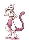  2015 absurd_res anthro cookie eating feline food hi_res kenket legendary_pok&eacute;mon male mammal mewtwo nintendo pok&eacute;mon purple_eyes purple_skin simple_background sketch solo standing teacup video_games white_background white_skin 