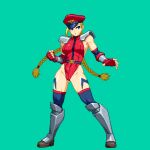  1girl aoi_ship armor armored_boots blonde_hair blue_eyes boots braid braided_twintails breasts cammy_white cosplay elbow_gloves fingerless_gloves full_body gloves green_background hair_pulled_back hat leg_tattoo leotard long_hair low_twintails m._bison m._bison_(cosplay) medium_breasts muscular muscular_female peaked_cap pixel_art red_gloves red_leotard scar scar_on_cheek scar_on_face shoulder_armor solo standing street_fighter tattoo thighhighs twintails vambraces variant_set very_long_hair 