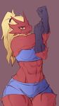  blaziken blonde_hair female fur hair lil-heartache looking_at_viewer muscular nintendo pok&eacute;mon red_fur smile solo video_games 