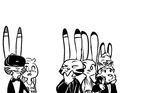  2016 anthro black_and_white canine clothed clothing disney fan_character female fox gideon_grey group jack_savage judy_hopps lagomorph male mammal monochrome rabbit replytoanons simple_background white_background zootopia 