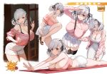  1girl absurdres adjusting_clothes adjusting_shoe alternate_costume arm_at_side arm_behind_back ass bare_arms bare_legs between_breasts black_bra black_ribbon black_thighhighs bra bra_peek breasts burger chinese_commentary cleavage closed_mouth clothing_cutout commentary_request cropped_legs curvy dolphin_shorts dongtan_dress door dot_mouth dot_nose dress exercising food french_fries frilled_shirt frills girls'_frontline hair_ribbon hand_on_own_thigh hand_up hands_up high_heels highres jacket ketchup knee_up large_breasts leaning_forward leg_up long_sleeves looking_at_viewer looking_down low_neckline lying multiple_views o-ring o-ring_bra off-shoulder_shirt off_shoulder on_stomach one_eye_closed open_clothes open_jacket open_mouth outstretched_arms pink_jacket pink_shirt pink_tube_top pleated_skirt red_eyes ribbon sandals shirt shoes short_sleeves shorts simple_background skirt smile spaghetti_strap spas-12_(girls'_frontline) strap_between_breasts strapless strapless_shirt strappy_heels teeth terras thighhighs toes tube_top turning_head twintails underwear upper_teeth_only white_background white_dress white_hair white_shorts white_skirt yoga_mat zettai_ryouiki 