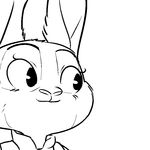  2016 anthro black_and_white clothed clothing disney female judy_hopps lagomorph mammal monochrome portrait rabbit reaction_image replytoanons simple_background solo white_background zootopia 