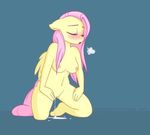  anthro breasts breath cum dripping equine eyes_closed fatalfox fluttershy_(mlp) friendship_is_magic fur hair hooves mammal my_little_pony pegasus pink_hair pink_tail simple_background solo wings yellow_fur 