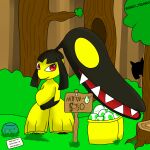 anthro cindy_(trunko) ditto_(pokemon) egg female forest generation_1_pokemon generation_3_pokemon hi_res mawile money nintendo plant pokemon pokemon_(species) pregnant solo tree