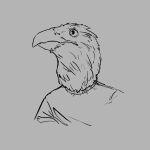  1:1 2022 anthro avian beak bird bust_portrait closed_beak closed_frown clothed clothed_anthro clothed_male clothing corvid corvus_(genus) crow digital_drawing_(artwork) digital_media_(artwork) english_description feathers frown grey_beak grey_body grey_clothing grey_eyes grey_feathers grey_shirt grey_topwear hi_res male male_anthro mouth_closed oscine passerine portrait shirt simple_background sketch solo thomas_caputo three-quarter_portrait topwear 
