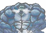  2013 5_fingers abs ape biceps big_biceps blue_fur claws digital_drawing_(artwork) digital_media_(artwork) front_view fur gorilla grey_claws hyper hyper_muscles macro male mammal muscular muscular_male nude pecs primate schwartzgeist simple_background snout solo white_background 
