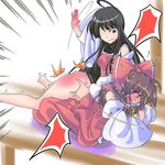  2girls black_hair brown_hair hakurei_reimu miko multiple_girls otogawa sendai_hakurei_no_miko shrine_maiden spanking tagme touhou 