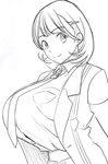  1girl breasts huge_breasts kloah monochrome narusawa_ryouka occultic;nine solo 