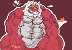  2014 5_fingers abs biceps big_biceps big_tail colored cute digital_drawing_(artwork) digital_media_(artwork) fist flat_colors front_view fur humanoid_hands male markings musclegut muscular muscular_male nintendo orange_eyes orange_markings orange_teeth pecs pok&eacute;mon portrait quads red_background red_scales red_theme scales schwartzgeist serratus simple_background snout three-quarter_portrait toony tyrantrum video_games white_fur white_scales 
