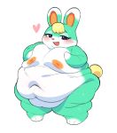  animal_crossing anthro belly big_belly big_moobs blonde_hair blush eyelashes fat_legs fupa fur green_body green_fur hair half-closed_eyes hand_on_moob lagomorph leporid long_ears looking_at_viewer love_handles male mammal mintrimo moob_squeeze moob_squish moobs morbidly_obese morbidly_obese_anthro morbidly_obese_male narrowed_eyes navel nintendo nipples nude obese obese_anthro obese_male open_mouth open_smile orange_nipples orange_nose overweight overweight_anthro overweight_male rabbit sasha_(animal_crossing) simple_background smile solo white_background white_body white_fur 