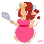  apron belly big_breasts bovine breasts cattle clothed clothing cooking cowgirl_(disambiguation) erect_nipples fan_character food mammal miss_moosie nipples pancake slightly_chubby teacher 