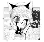  anthro blush clothed clothing feline headphones looking_at_viewer lovelesskiax male mammal monochrome smile solo 