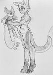 2025 anthro breasts duo eye_contact featureless_breasts featureless_crotch female graphite_(artwork) hi_res holding_person looking_at_another pouch_(anatomy) rii1040 rii_(rii1040) rucio_(radix) standing traditional_media_(artwork) unknown_species