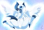  ambiguous_gender blush claws fur looking_at_viewer mammal mega_absol mega_evolution nintendo nude pok&eacute;mon solo video_games white_fur wings ぺぽら 