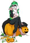  2016 alpha_channel anthro areola big_breasts breasts erect_nipples female ferret halloween holidays mammal mostly_nude mustelid nipples solo yawg 