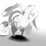 bent_over big_butt black_nose butt claws digitigrade female feral fur grin hurikata long_neck looking_down mienshao monochrome nintendo paws pok&eacute;mon ribbons solo solo_focus tagme thick_thighs video_games 