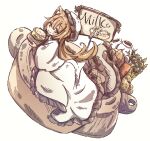  1girl animal_ears broccoli carrot cat_ears cat_girl chipie_0114 closed_mouth commentary dress food hat highres holding holding_food long_dress long_hair long_sleeves looking_at_viewer mob_cap onion original white_dress 