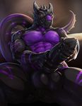  2016 abs anthro balls big_penis cum dragon grin horn male masturbation medallion muscular nude pecs penis rakisha raventhan scalie solo spikes two-handed_masturbation 