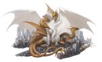 absurd_res back_wings city city_background destroyed destroyed_building destroyed_city digital_drawing_(artwork) digital_media_(artwork) digital_painting_(artwork) dragon duo european_mythology fan_character fantasy feral feral_on_feral fire godzilla godzilla_(series) golden_body greek_mythology happy hi_res hoffersanchez horn hydra king_ghidorah licking macro male male/male mythological_creature mythological_scalie mythology painting_(artwork) scales scalie size_difference size_transformation tail toho tongue tongue_out transformation white_body wings yellow_body yellow_eyes