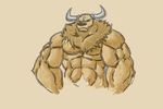  abs anthro anthrofied biceps big_biceps black_eyes brown_background brown_fur brown_nose colored empty_eyes front_view fur grey_horn light male muscular muscular_male nintendo pecs pok&eacute;mon pok&eacute;morph schwartzgeist shaded simple_background snout solo standing tauros toony triceps video_games 