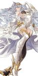  1girl animal_ears bangs blue_eyes blunt_bangs cat_ears elbow_gloves erune gloves granblue_fantasy hair_ornament highres korwa long_hair lying mismatched_legwear on_back sieru silver_hair sketch solo thighhighs very_long_hair white_gloves 