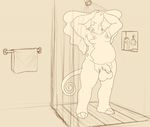  anthro aurorus balls big_balls dinosaur flaccid huge_balls male naughtyimp nintendo nude open_mouth penis pok&eacute;mon scalie shower slightly_chubby solo uncut video_games 