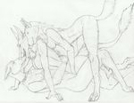  bite breasts canine collar doberman dog fear female_male group group_sex hyena julie licks mammal nude ortaon sergal sex sketch stripes threesome worried 