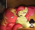  2012 amber_eyes apple_bloom_(mlp) big_macintosh_(mlp) blush cradeelcin cub cunnilingus duo earth_pony equine female freckles friendship_is_magic green_eyes hair hair_bow hair_ribbon horse incest inside lamp male male/female mammal my_little_pony oral pony pussy raining red_hair ribbons sex vaginal young 