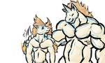  2013 anthro anthrofied biceps big_biceps big_muscles blue_eyes colored cute eyes_closed fire front_view fur huge_muscles larger_male light male male/male manly muscular muscular_male navel nintendo nude pecs pok&eacute;mon pok&eacute;morph ponyta rapidash schwartzgeist serratus shaded simple_background size_difference smaller_male toony video_games white_background white_fur 