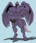  2016 abs arody avian balls beak biceps big_balls big_biceps black_beak black_claws black_penis blue_background claws colored erection feathers flexing full-length_portrait gryphon huge_balls humanoid_penis hyper hyper_muscles hyper_penis looking_at_viewer lord_kass manly muscular neopets nude pecs penis portrait pose purple_balls purple_feathers purple_pubes serratus shaded shadow simple_background smile solo standing vein veiny_penis wings yellow_eyes 
