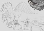  2016 akearyu all_fours allosaur black_and_white cum cum_in_pussy cum_inside cum_leaking cum_on_penis cumshot digital_drawing_(artwork) digital_media_(artwork) dinosaur dragon duo ejaculation erection feathered_dragon feathered_wings feathers female feral feral_on_feral from_behind_position horn internal looking_back lying male male/female male_penetrating monochrome mounting on_front open_mouth orgasm penetration penis pussy quadruped sex side_view simple_background sketch spinosaurus tapering_penis teeth theropod tongue tongue_out vaginal vaginal_penetration vertical_cloaca white_background wings yaroul 