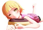  1girl barefoot blonde_hair child kiss-shot_acerola-orion_heart-under-blade monogatari_(series) short_hair tagme yellow_eyes 