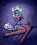  2016 anthro anthrofied blue_skin blush bra breasts clothed clothing elzzombie equine female friendship_is_magic hair hi_res horn legwear looking_at_viewer mammal multicolored_hair my_little_pony panties solo trixie_(mlp) two_tone_hair underwear unicorn 