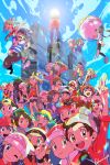  6+boys 6+girls :d ;d arm_up backwards_hat bandana baseball_cap beanie bike_shorts black_hat bow_hairband brendan_(pokemon) brown_eyes brown_hair calem_(pokemon) capri_pants chase_(pokemon) closed_eyes closed_mouth commentary crossed_arms dawn_(pokemon) elaine_(pokemon) elio_(pokemon) ethan_(pokemon) eyelashes eyewear_on_headwear gloria_(pokemon) green_bandana hairband hand_on_headwear hand_on_own_chin hat highres hilbert_(pokemon) hilda_(pokemon) hungry_seishin kris_(pokemon) leaf_(pokemon) lens_flare long_sleeves looking_up lucas_(pokemon) lyra_(pokemon) may_(pokemon) multiple_boys multiple_girls nate_(pokemon) one_eye_closed open_mouth pants pantyhose pokemon pokemon_bw pokemon_bw2 pokemon_dppt pokemon_emerald pokemon_gsc pokemon_oras pokemon_platinum pokemon_rgby pokemon_rse pokemon_sm pokemon_swsh pokemon_usum pokemon_xy red_(pokemon) red_bandana red_hat revision rosa_(pokemon) selene_(pokemon) serena_(pokemon) shirt short_sleeves shorts smile standing striped_clothes striped_shirt stroking_own_chin sunglasses tam_o'_shanter teeth tongue v victor_(pokemon) visor_cap w white_hat white_shorts wristband 