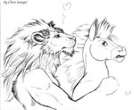  &lt;3 2008 :3 angst chris_sawyer duo embrace equine feline hug lion male male/male mammal mane monochrome nervous smile zebra 