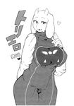  &lt;3 anthro big_breasts blush breasts caprine female fur goat horn huge_breasts kemono mammal monochrome mother nipples open_mouth parent sindoll solo sweat tagme toriel undertale video_games 