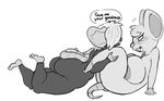  big_breasts black_and_wite blush breadmouse breasts butt dialogue female female/female mammal rodent roy_mccloud spread_legs spreading 