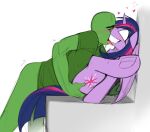 anon blush duo equid equine female feral flexible friendship_is_magic hasbro heart_symbol hooves horn human legs_behind_head legs_up licking madragon male male/female mammal my_little_pony mythological_creature mythological_equine mythology simple_background tongue twilight_sparkle_(mlp) underhoof winged_unicorn wings