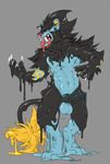  2016 abs animal_genitalia animal_penis anthro anthrofied balls canine_genitalia canine_penis claws digital_drawing_(artwork) digital_media_(artwork) erection front_view goo knot luxray male mammal muscular neltruin nintendo nude open_mouth penis pink_nose pok&eacute;mon pok&eacute;morph simple_background solo standing teeth video_games yellow_eyes 