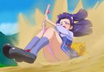  broom broom_riding closed_eyes haruyama_kazunori izayoi_liko long_hair mahou_girls_precure! open_mouth panties precure purple_hair solo underwear 