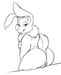  anthro anus bedroom_eyes black_and_white butt chest_tuft female half-closed_eyes lagomorph long_ears looking_back mammal monochrome pose presenting presenting_hindquarters psy101 pussy rabbit raised_tail seductive sitting smile solo tuft 